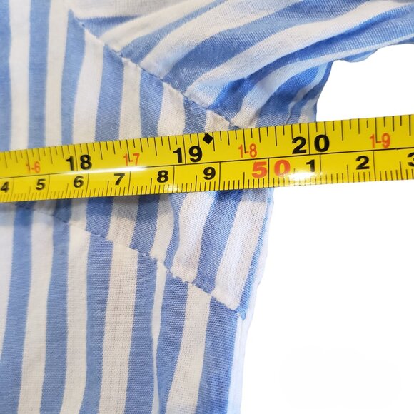 Vero Moda Striped Cotton High Ruffle Neck / Cuffs Women's Button Up Shirt (MED) - Picture 12 of 15